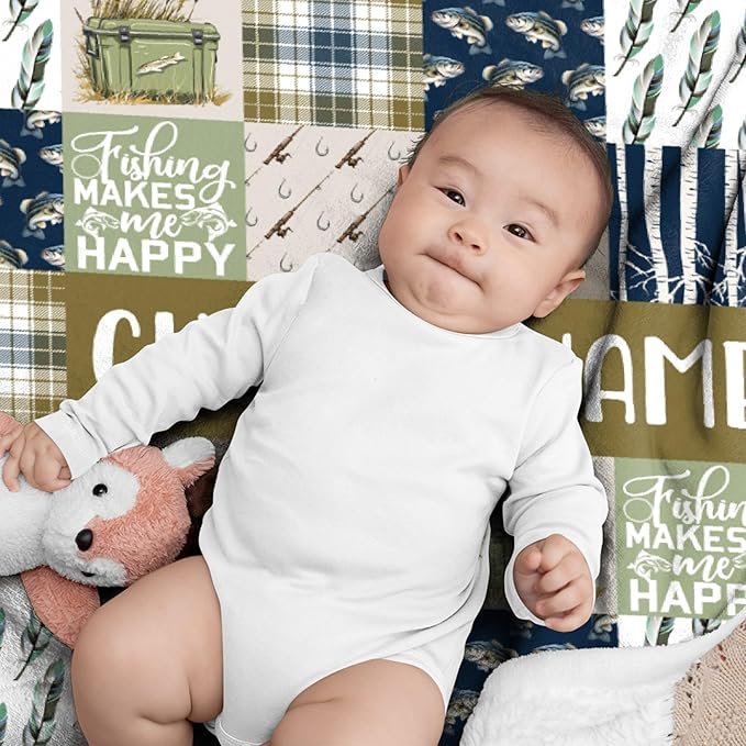 Custom Fishing Blankets and Throws,Fishing Gifts, Gifts for Fisherman,Custom Fish Blankets Fishing Gift for Man, Fish Hunter Gifts Throw Blanket, Fathers Day Fishing Gifts for Men,Baby Size-30"x40"