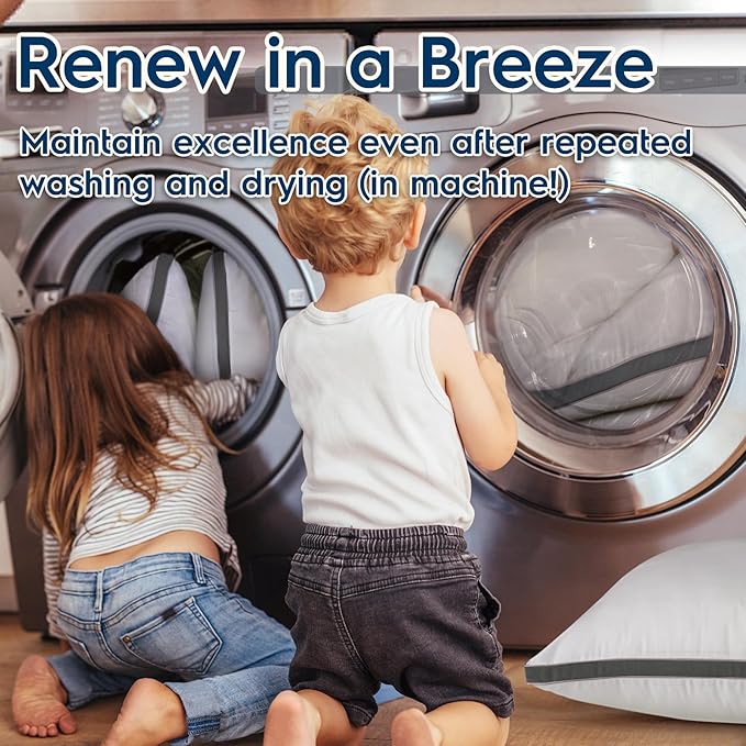 viewstar King Size Pillows Set of 2, Pillows King Size 2 Pack for Sleeping, Pillows with Down Alternative for Back and Side Sleepers, Fluffy Bed Pillows for Bed, Machine Washable, Dark Grey, 20" x 34"