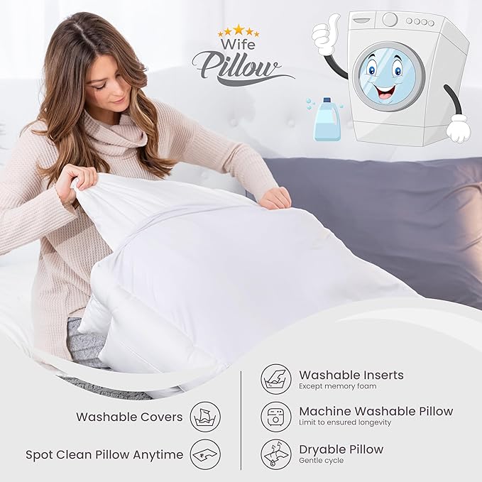 Medium Soft Support. Ergonomic Arm Holes Positioner. Bed Side Sleeper. Cervical Neck, Shoulder & Rotator Cuff Pain Relief. Fully Adjustable. Down Alternative Siliconized Fiber Fill