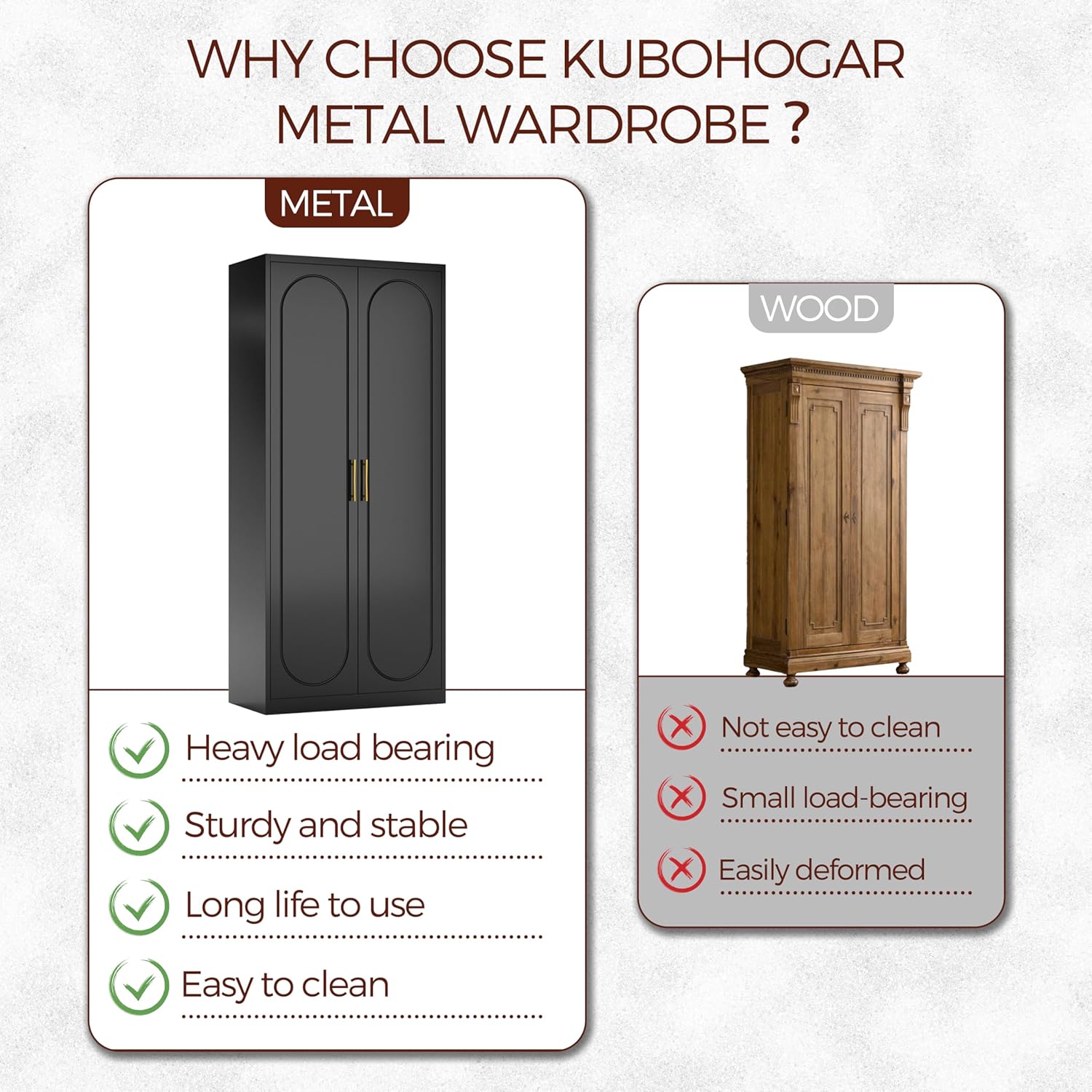 Metal Armoire Wardrobe Closet with 2 Doors, 71" Black Wardrobe Cabinet with Hanging Rod and Adjustable Shelves, Tall Clothing Storage Cabinets for Bedroom, Laundry Room, Home Office