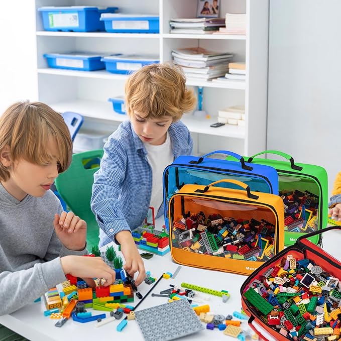 4 PCS Toys Storage Bag, Classic Bricks Building Set Storage Bag, Travel Case for Building Toys, Puzzles