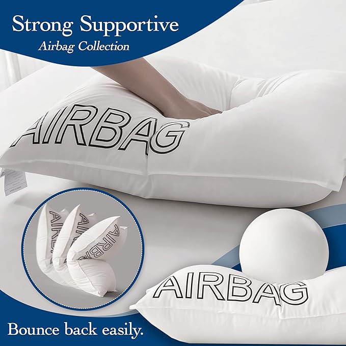 Luxury Fluffy & Supportive Bed Pillows Standard Size Set of 2 for Side Back Sleepers to Relief Neck Pain, Hotel Premium Feather Down Alternative Soft Pillows for Sleeping, Skin-Friendly Cooling Cover