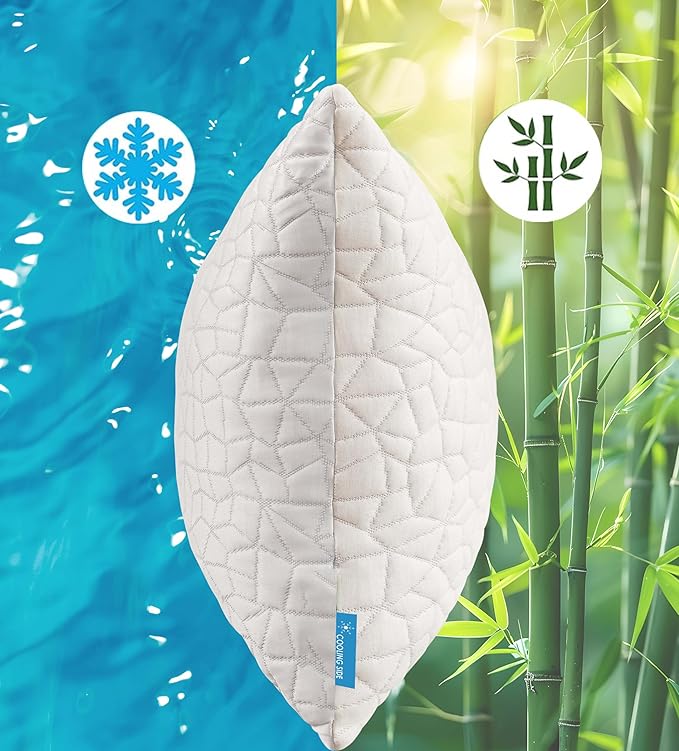 Cooling Pillows for Sleeping, Adjustable Shredded Memory Foam Pillow Queen Set of 1, Cool Pillow for Hot Sleepers, with Extra Fill for Side Back and Stomach Sleepers