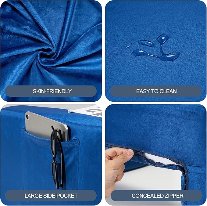 Homguava Reading Pillow Memory Lap Desk Foam Pillow for Adults Gaming Pillow Arm Rest Pillow for Reading, Crocheting, Gaming or Sitting in Bed (Blue, Medium)