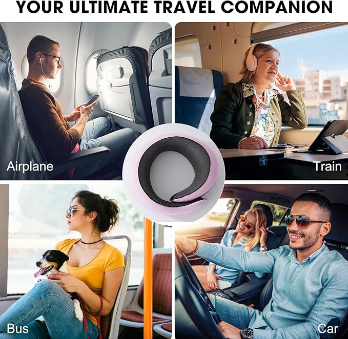 Travel Pillow, Neck Pillow Travel, Memory Foam Neck Pillow Travel Neck Pillow for Traveling, Neck Support Travel Pillows for Long Flights, Neck Travel Pillows for Airplanes, Pink