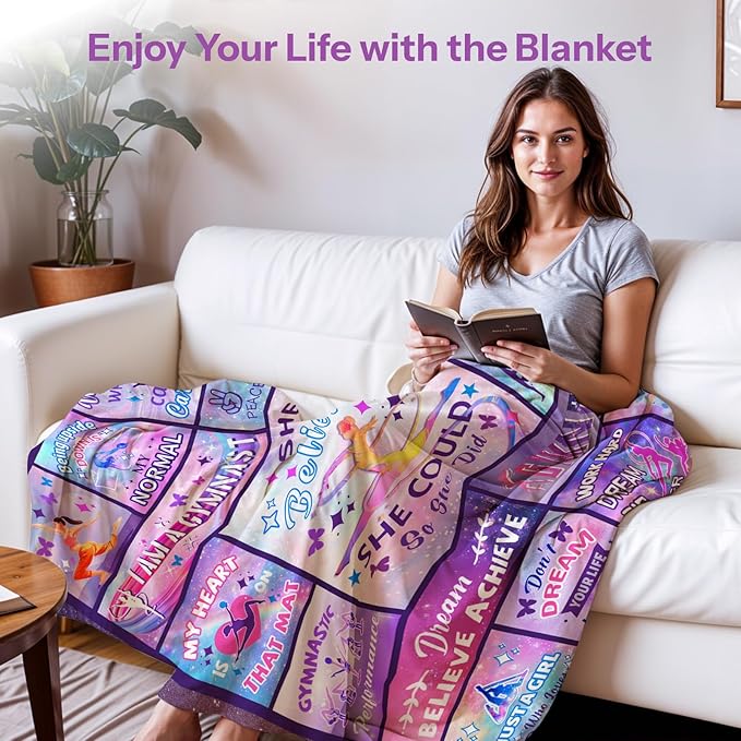 Gymnastics Blanket, Gymnastics Gifts for Girls, Gymnastics Stuff, Gymnastics Gifts, Gymnastics Blankets, Gymnastics Stuff for Girls, Gifts for Gymnasts Girls on Christmas Birthday 50x60 in