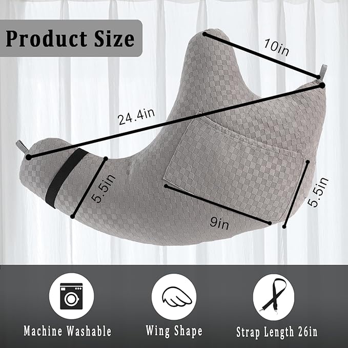 Shoulder Surgery Pillow, Rotator Cuff Pillow for Side Sleeper, Shoulder Pain Relief Removable with Shoulder Strap Support Arm Pillow for Side Sleep and Post Surgery (Light Grey)
