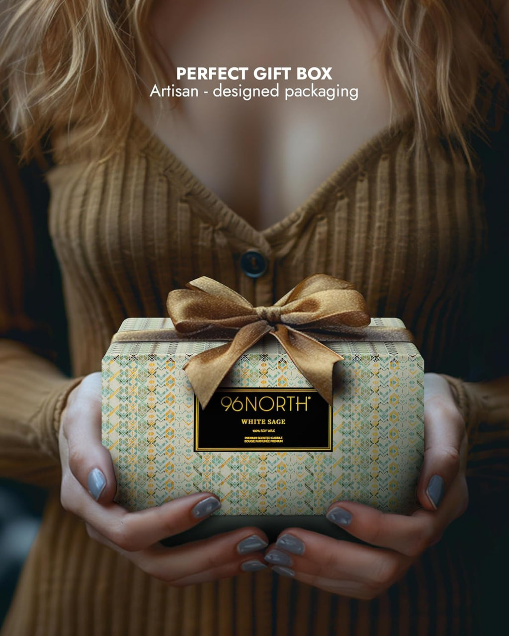 96NORTH Luxury White Sage Candle | Large 3 Wick Jar Candle | Up to 50 Hours Burning Time | 100% Natural Soy Wax | Relaxing Aromatherapy Aesthetic Candles | Housewarming Gift for Men and Women