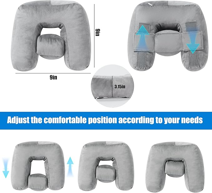 BALAPET Ear Pillow，Ear Piercing Pillow for Side Sleepers with Adjustable Ear Holes， Memory Foam Comfort Side Sleeper Pillow for Ear Pain, Earplugs, and Headphone，Ear Guard Pillow