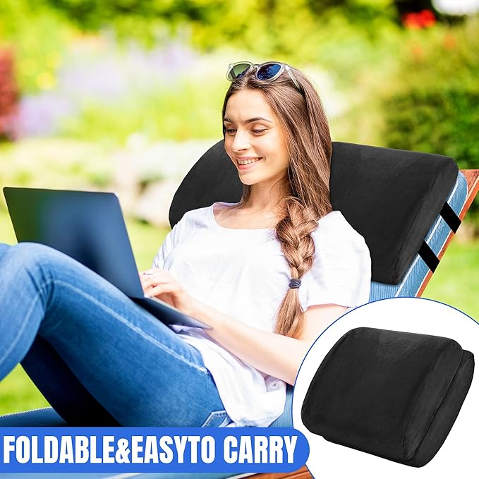 ROYALAY Recliner Leg Rest Cushion with Adjustable Straps Memory Foam Under Knee Pillow for Foot Elevation, Half Moon Leg Pillow Foldable bolster pillow for Waist Back Neck Reduce Pressure,black