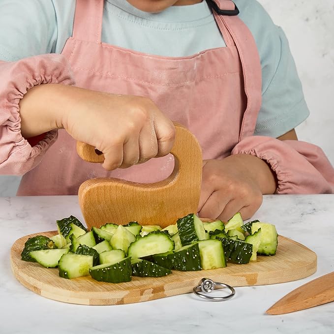 Kids Cooking & Baking Sets Real Little Chef Cooking Utensils Kitchen Set Gifts for Girls Boys Juniors with Utensils Cutting Board Kids Safe Knife Rolling Pin Apron Carrying Basket (Coral Pink)