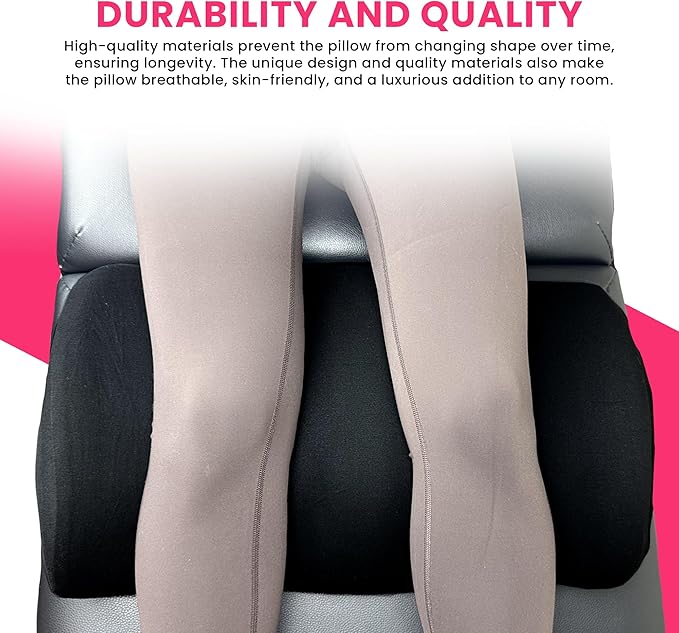 Ergonomic Leg Pillow for Leg and Knee Support | Premium Memory Foam Knee Pillow for Beauty Salon Or Home | Bolster Pillow for Legs Helps Comfort Enhancement, Legs & Lower Back Pain Relief (Black)