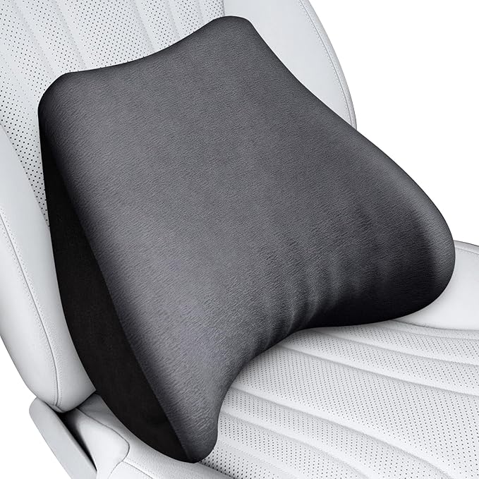 Soft Lumbar Support Pillow for Driving Seat 100% Memory Foam Lumbar Pillow for Lower Back Pain Relief, Lumbar Support Cushion for Car Seat, Office Chair Dark Grey
