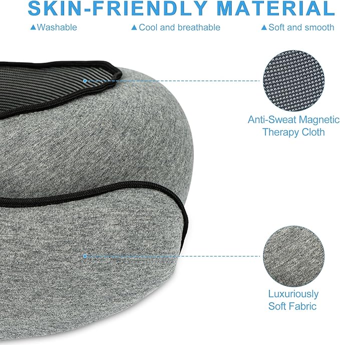WVR Travel Pillows for Airplanes, 360° Neck Pillow for Long Travel, 100% Pure Memory Foam Flight Pillow, Sleeping Pillow with Comfortable Breathable Cover for Car, Airport Travel Essentials, Grey