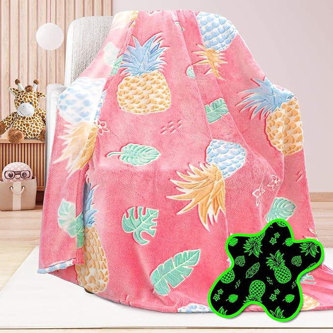 Pineapple Gifts Toys for Kids Boys Baby- Glow in The Dark Blanket Pineapple Presents for Birthday Decor Age 12 3 4 5 6 7 8 9 10 Years Old Toddler