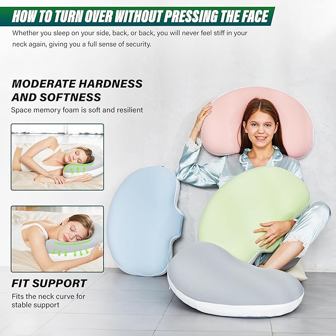 Ergonomic Memory Foam Cervical Pillow for Neck and Shoulder Pain Relief, Contour Design for Side and Back Sleepers, Orthopedic Bed Pillow with Breathable Cover, Odor-Free [Pink]