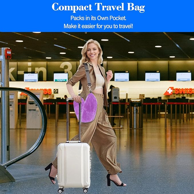 Travel Pillow You Stuff with Clothes, Stuffable Travel Pillow Transforms Into Extra Luggage Without Excess Fees, Stuffable Neck Pillow No Filler Fits 3+ Days of Travel Essentials Purple