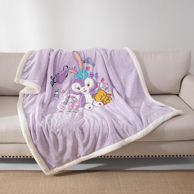 COSUSKET Kids Stella Lou Throw Blanket, 3D Cartoon Embroidery Sherpa Rabbit Blanket Girls Gifts