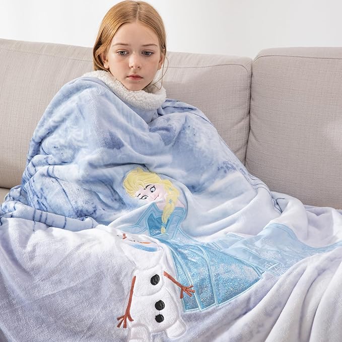 COSUSKET Kids Throw Blanket, 3D Cartoon Embroidery Sherpa Blanket Boys Girls Gifts