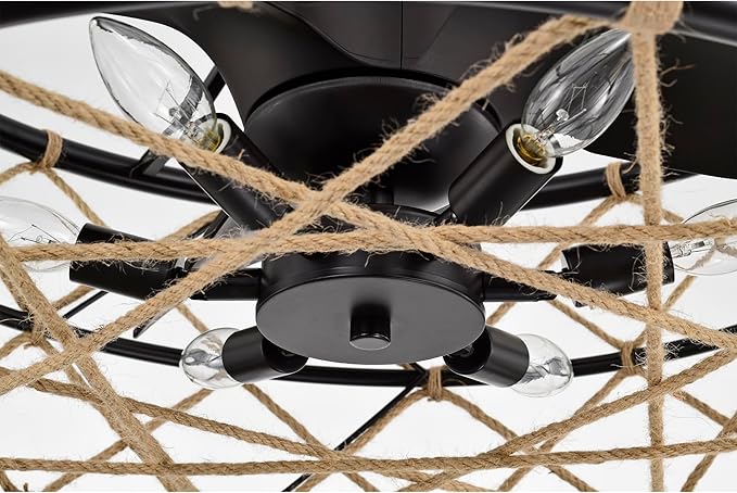 Sylvette 25-inch Brown 6 Lights 3 Blades Lighted Ceiling Fan with Remote