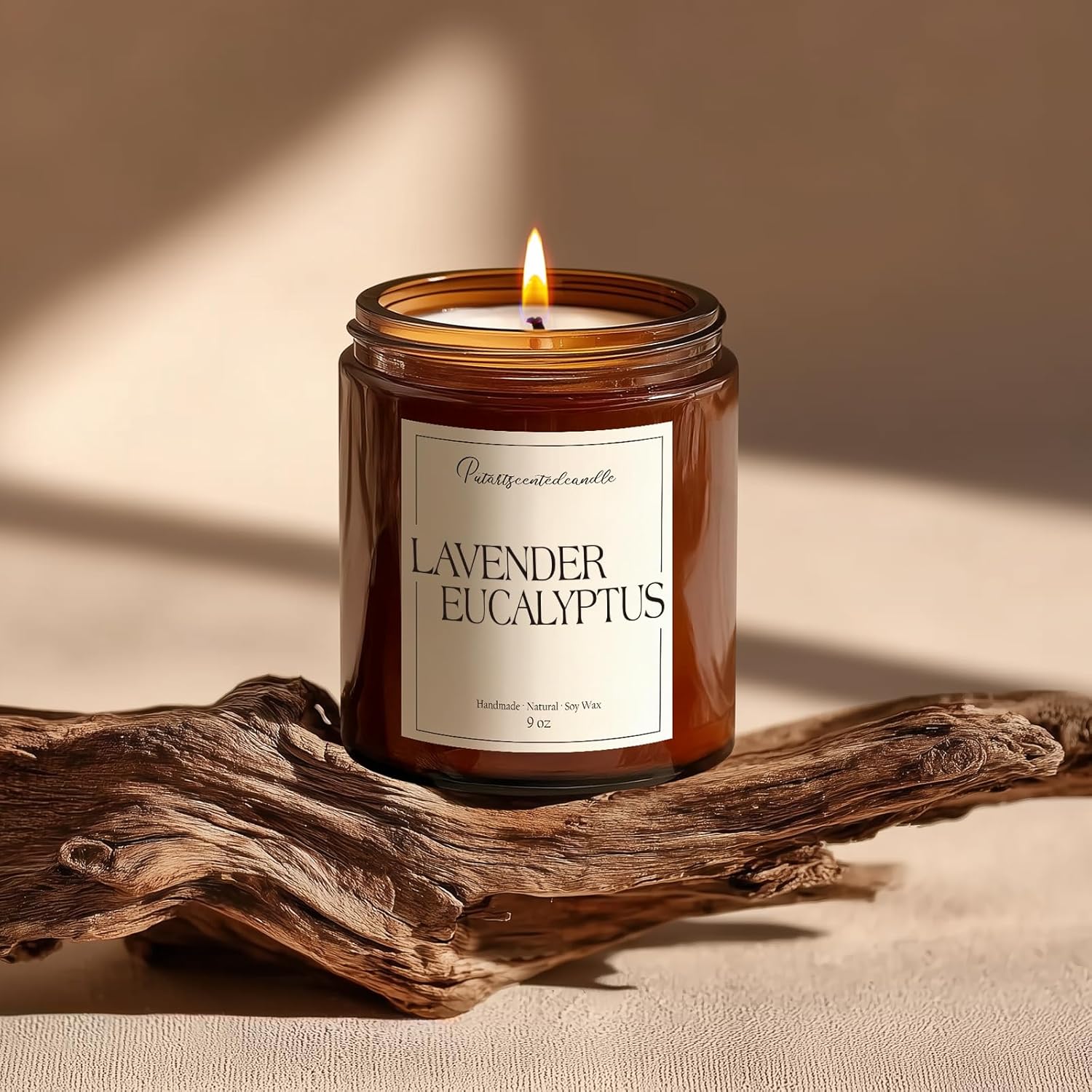 Lavender & Eucalyptus Scented Candles for Home, Natural Soy Wax Aromatherapy Non Toxic Candle Gifts for Women Men, Home Fragrance Decoration Glass Jar Candle for Meditation and Relaxation (9oz)