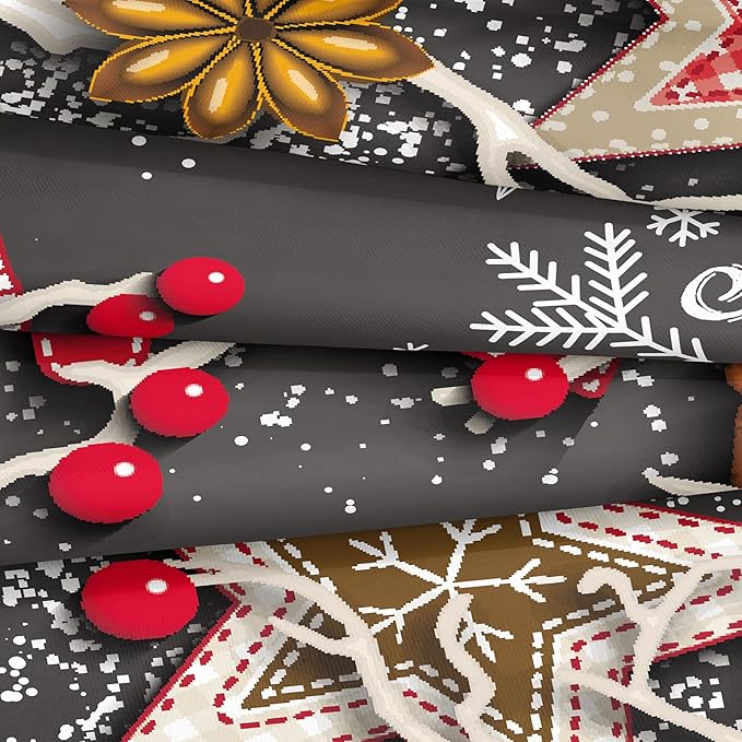 Bedbay Christmas Bedding Queen Christmas Comforter Set Cartoon Gingerbread Man Printed Xmas Themed Bedding 4-Piece Xmas Comforter Set Christmas Decorations(Christmas,Queen)