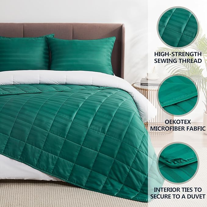 Weighted Blanket for Adult,15lbs Heavy Weighted Blanket 60"x80" Breathable Cooling Summer Blankets, Ultra Soft Cotton Comfort Throw Blanket with Glass Beads for All-Season (Green)