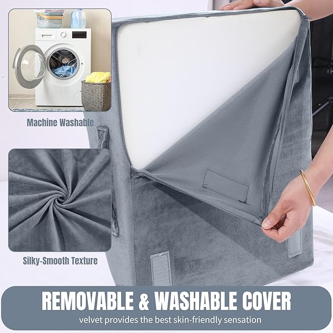 HOMBYS Adjustable Height Wedge Leg Elevating Pillow for Swelling,Three Layers Wedge Leg Support Pillows for After Surgery,Foot Wedge Pillow for Knee Pain Relief, Elevated Pillows for Sleeping,Grey