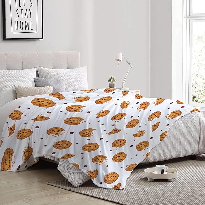 Funny Food Cookie Throw Blanket, Flannel Lightweight Plush Blanket Gift for Girl Boys,Quilt Ultra-soft Throw Fuzzy Blankets for bed Couch Sofa 50"x40" for Kids