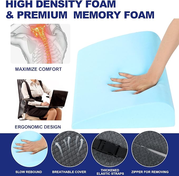 HOMBYS Adjustable Lumbar Support Pillow for Recliner,Multifunctional Memory Foam Back Support Pillow for Recliner,Big Chair Back Support,Back Support Cushion for Office Chair/Car,20"x13.8"x5"