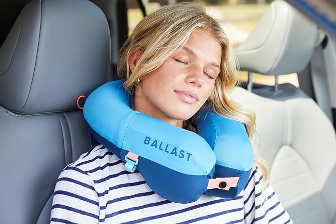 Ballast Travel Pillow PRO - Neck Pillow for Airplane, Beach Pillow, Enjoy Comfort Wherever You Go (Tropical Blue)