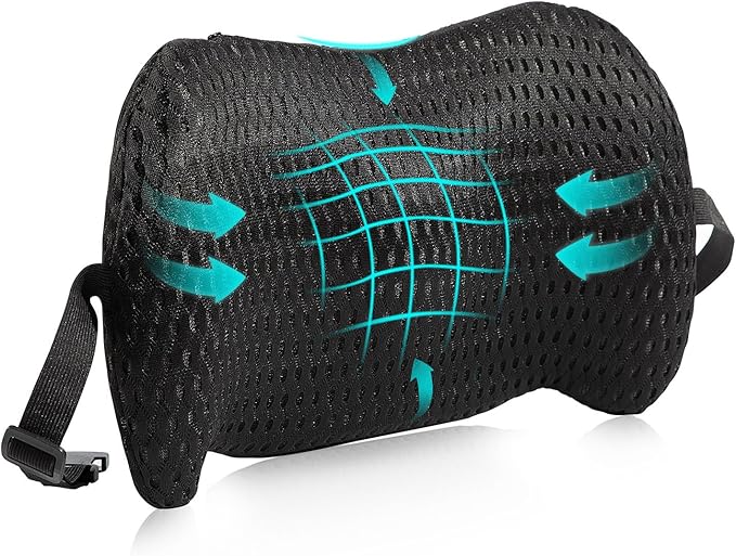 Lumbar Support Pillow for Office Chair, Car Lumbar Pillow Lower Back Pain Relief, Memory Foam Back Cushion with 4D Mesh Cover and Adjustable Straps, Ergonomic Chair Back Pillow for Car,Bed, Gaming