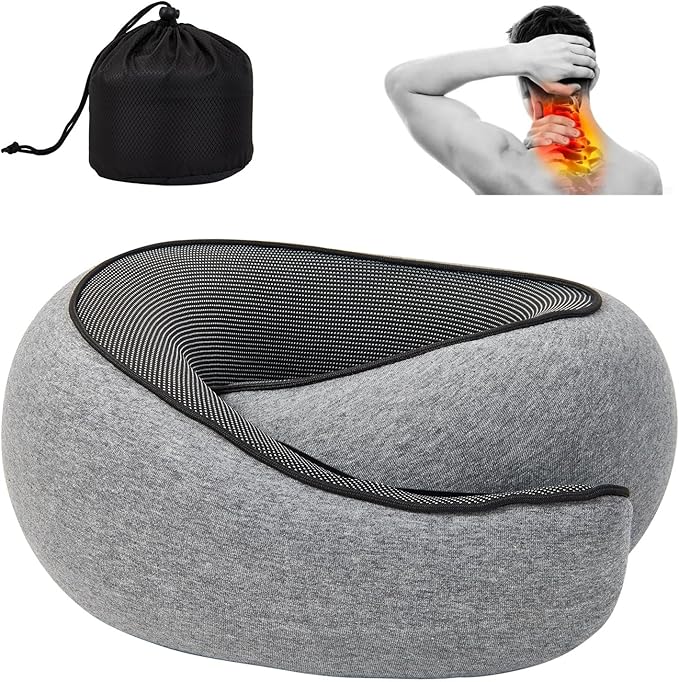 Travel Pillows for Airplanes, Neck Pillows for Travel,2024 New Travel Neck Pillow, Memory Foam Neck Pillow for Traveling Car Aircraft (Grey)