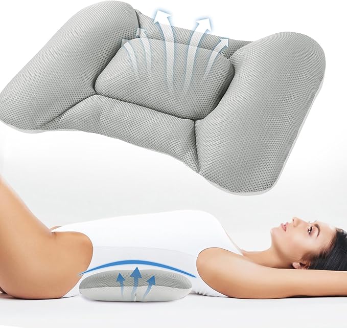 BALAPET Breathable Lumbar Support Pillow for Bed, Adjustable Shredded Memory Foam Lumbar Pillow for Sleeping, Relieve Back & Lumbar Pressure Perfect for Office Chairs Car Seats Beds