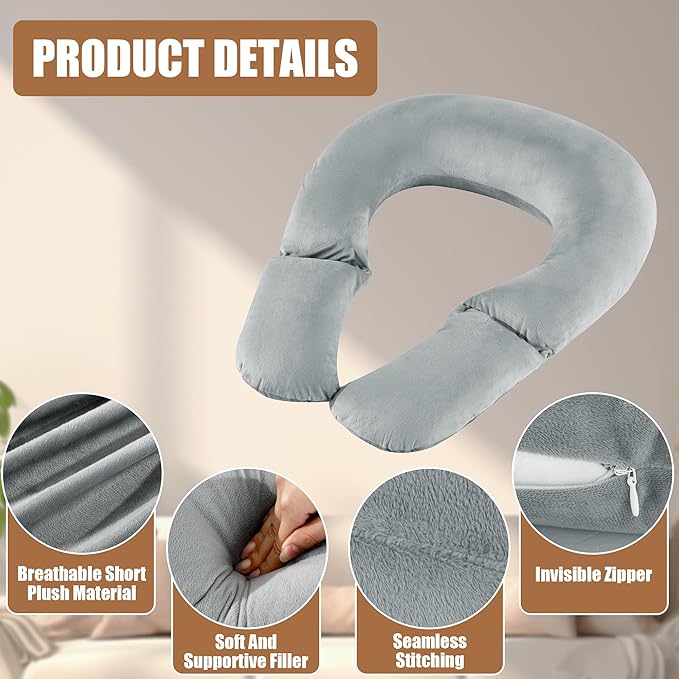 MABOZOO Reading Pillow for Gaming, Gaming Pillow for Sitting in Bed or Sofa, Lap Desk Pillow for Reading, Working and Playing, Grey