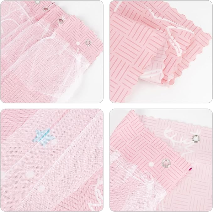 Beautiful Gauze Bunk Bed Curtains Drapes with Lace Privacy Bed Canopy for Bottom, 2 Panels, Forest