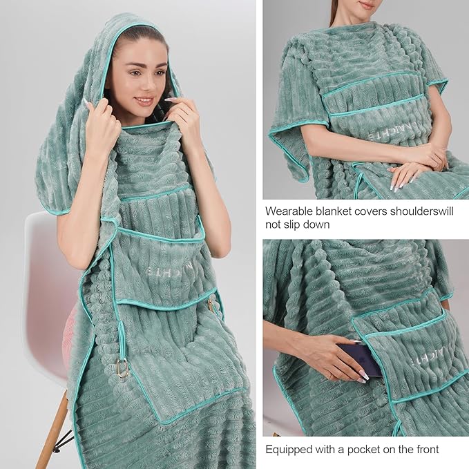 Travel Blanket Travel Blanket Airplane Compact with Bag 2 in 1 Travel Pillow and Blanket Set Travel Pillow and Blanket Car Road Trip Camping Essentials (Mint Green)