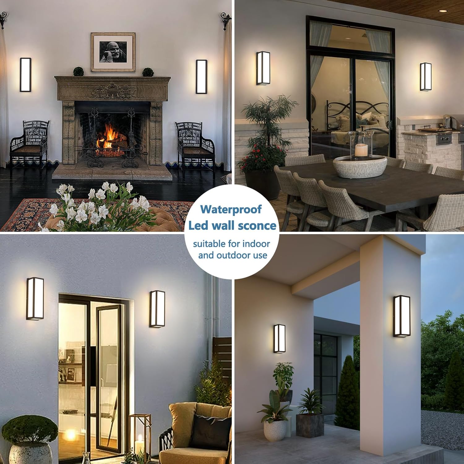 2-Pack Outdoor Wall Light LED 30W Aluminum - Black Modern Exterior Sconce,3000K Warm,Waterproof Rectangular Porch Wall Mount Lighting Brightens to Patio,Garage,Front Door