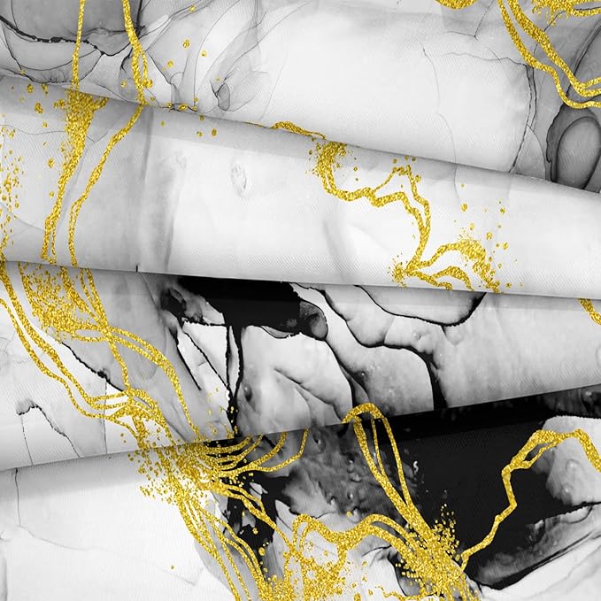 Bedbay Marble Comforter Set King Size Watercolor Bedding Black and Gold Bedding Duvet Set Abstract Marble Texture 4 Pieces Soft Microfiber Lightweight Down Alternative Comforter(Ink,King) ﻿