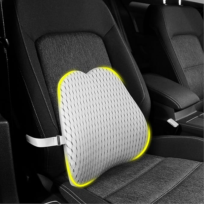 Lumbar Support Pillow for Office Chair,Memory Foam Back Lumbar Support Pillow,Relieve Back Pain,3D Breathable Fabric&Shoulder Strap Fixation,Back Support for Office Chair/Wheelchair/Car(Gray)