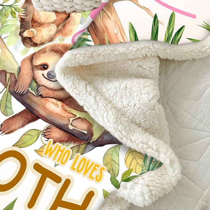 Just A Girl Who Love Sloth Blanket Cute Funny Sloth Decor Throw Blanket Gifts for Girls Boys Sloth Lover Super Warm Soft Plush Bedding Blanket (SLOTH,50"x 60")