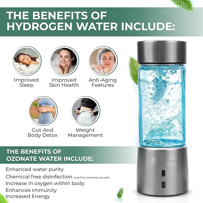 2-in-1 | Hydrogen Water Bottle - Hydrogen & Ozonated Water Generator | H2 Concentration1500ppb+, ORP 500mV-700mV | Hydrogen water bottle generator | Elevate your life