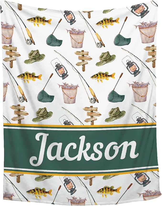 Custom Fishing Blankets and Throws,Fishing Gifts, Gifts for Fisherman,Custom Fish Blankets Fishing Gift for Man, Fish Hunter Gifts Throw Blanket, Fathers Day Fishing Gifts for Men,Teens Size-50"x60"