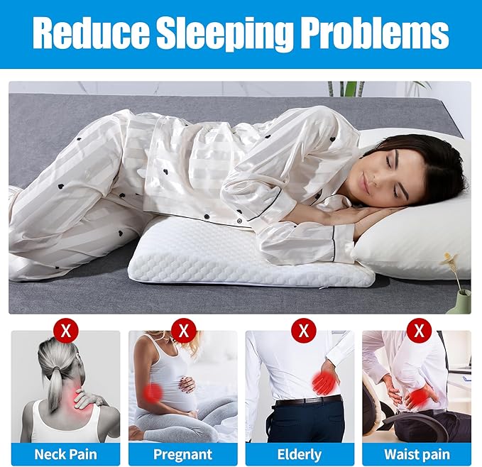 ROYALAY Lumbar Support Pillow for Sleeping Foam Pillow for Back Pain Relief Comfortable Bed Rest Pillow with Removable Cover Elevated Body Pillow for Back Support for side, back, and stomach sleepers