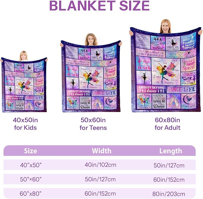 Dance Gifts for Girls, Gifts for Dancers, Dance Blanket, Dancer Gifts for Girls Teens, Ballet Blanket Gymnastics Blanket on Christmas Birthday Thanksgivings 50x60 in