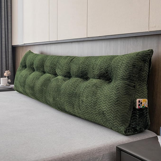 Large Bolster Triangular Headboard Wedge Backrest Positioning Support Bed Rest Reading Pillows Headboard Wedge Pillows for Day Bed Bunk Bed with Removable Cover