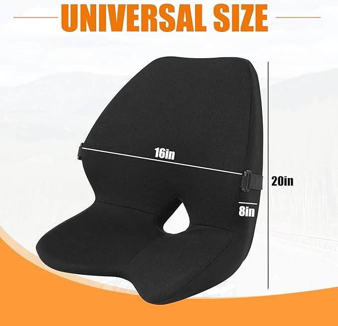 MABOZOO Lumbar Support Pillow for Car, Memory Foam Lumbar & Back Support Pillow Coccyx Cushion for Driving Seat, Seat Cushion & Lumbar Support Pillow Set for Long Time Driving