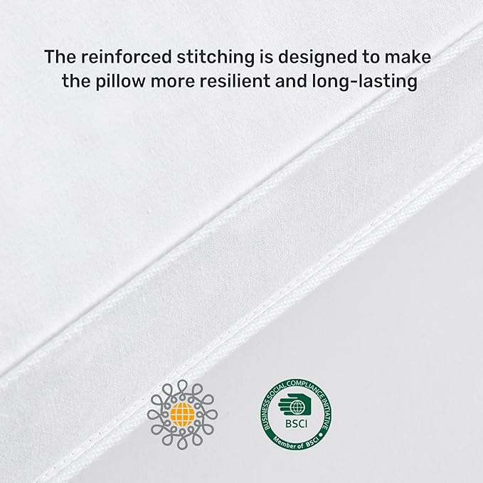 UNIKOME Goose Down Feather Pillows with 100% Cotton Cover, Gusseted Bed Hotel Collection Pillows for Sleeping, Standard Size, Set of 2