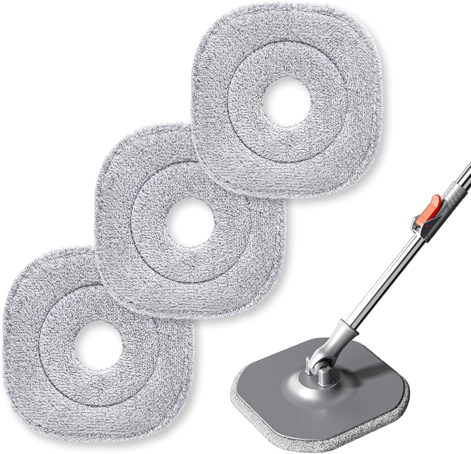 9 Inch Square Microfiber Mop Pad Refill Compatible with True & Tidy Mop System and Most 9 Inch Square Spin Mops - Thickened Washable & Reusable Mop Replacement Pad for Wet Dry Mopping(3 Pack)