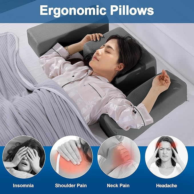 HOMBYS Shoulder Pillow Pillow for Side Sleeper,Ergonomic Memory Foam Pillow for Neck and Shoulder Pain,Cervical Neck Pillow with Armrest Area for Adults Sleeping